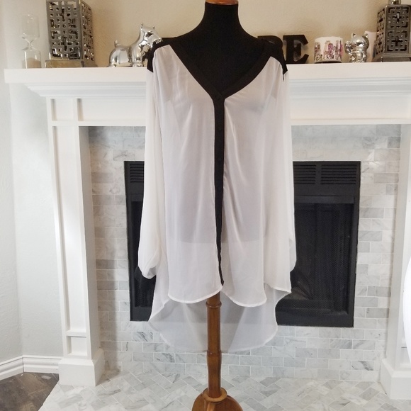 torrid Tops - Black and white sheer button down top